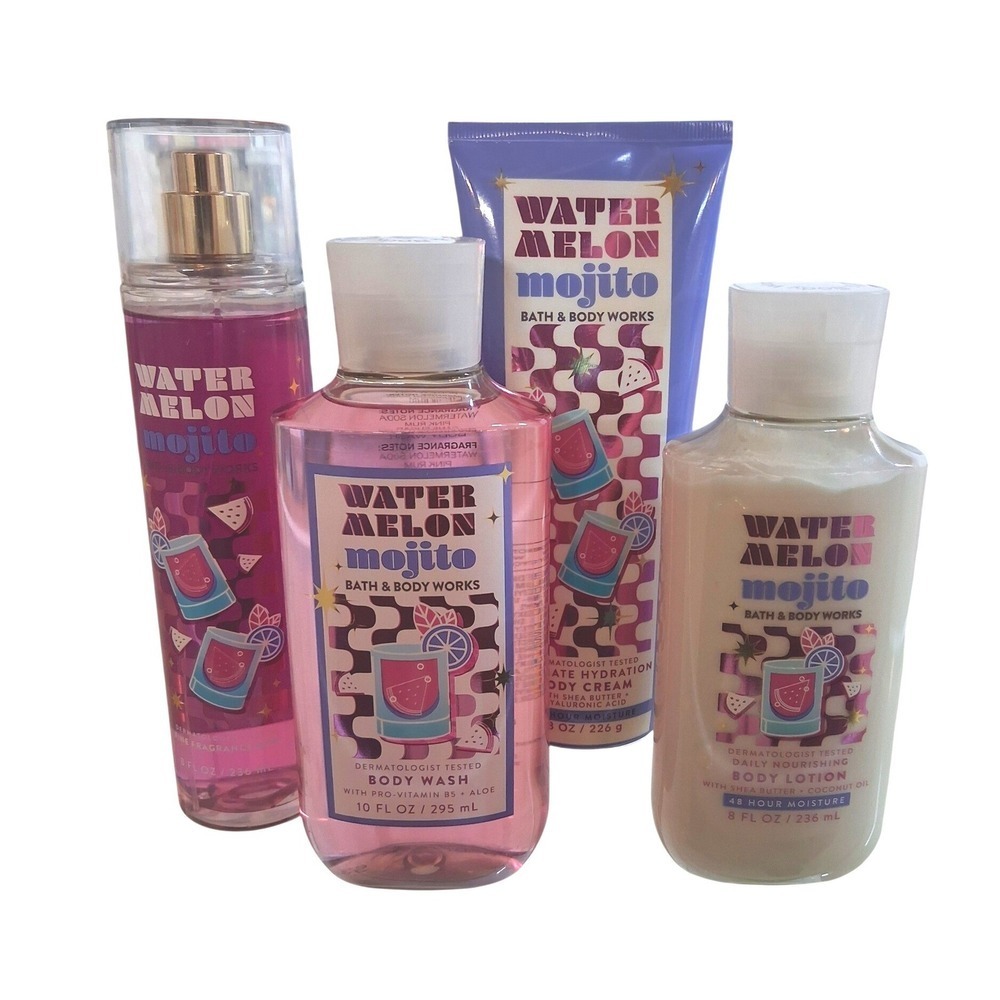 Bath & Body Works Women's Watermelon Mojito 4pcs Body Mist‎ Cream Wash Lotion